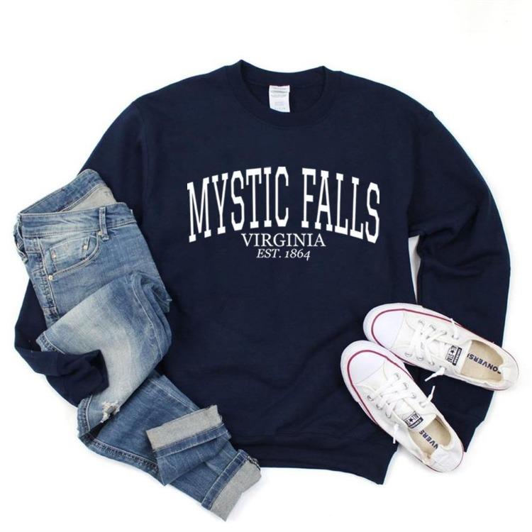 Comfortable Salvatore Hoodie Vampire Fan Gift Stefan and Damon Jumper Mystic Falls Cute Pullover Sweatshirt