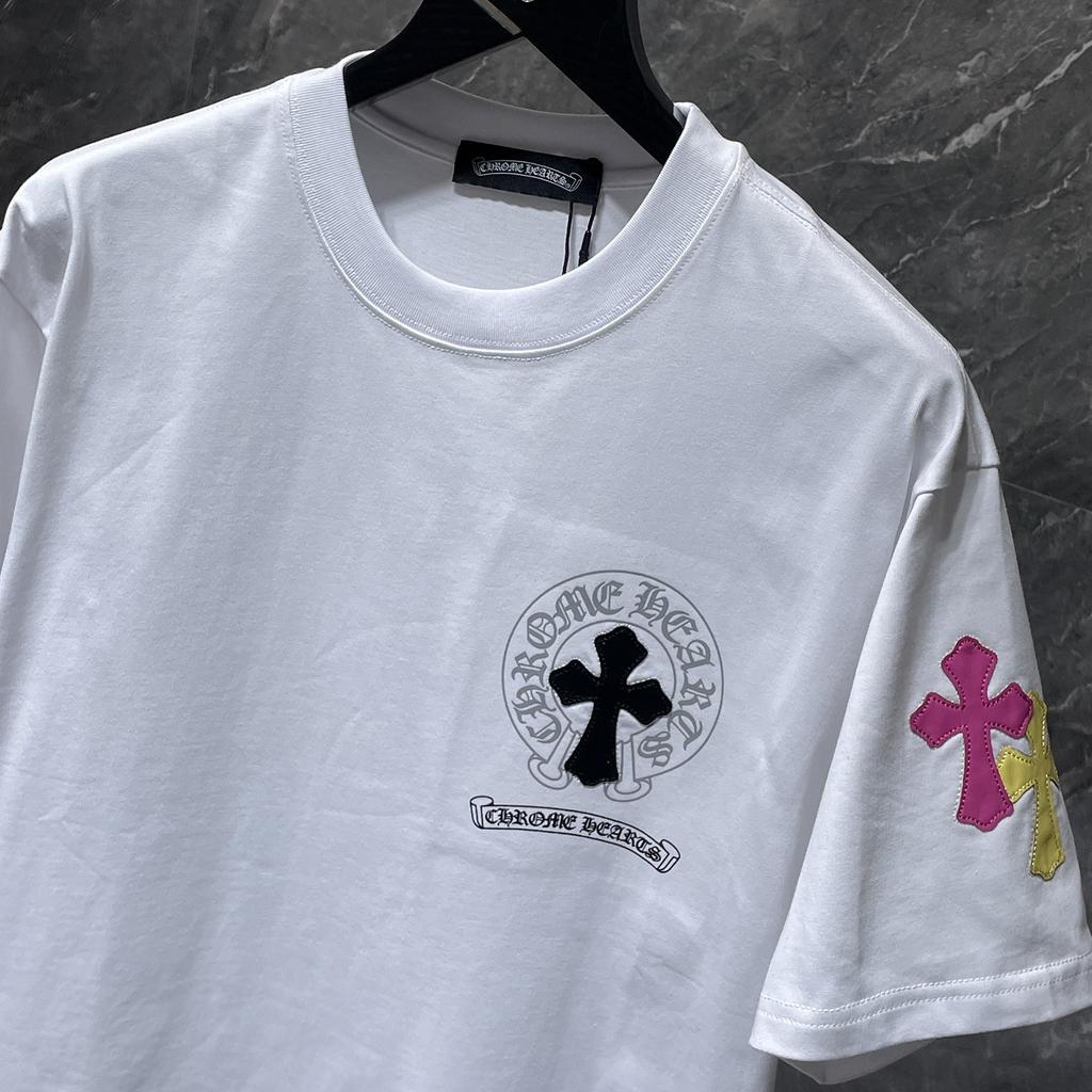 GZ-8923 CHROME HEARTS 2025 Summer New High Quality Cotton Round Neck Loose Large Size Men's and Women's T-shirt Couple T-shirt