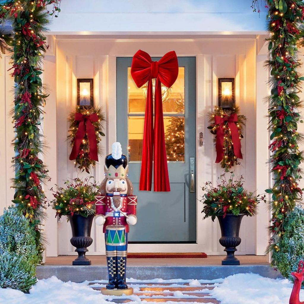 Riesige Schleife für den Weihnachtsbaum, große wiederverwendbare Ornamente, riesige Weihnachtsbaumschleife für den Innenbereich, Haustür, Treppenhaus, Zaun