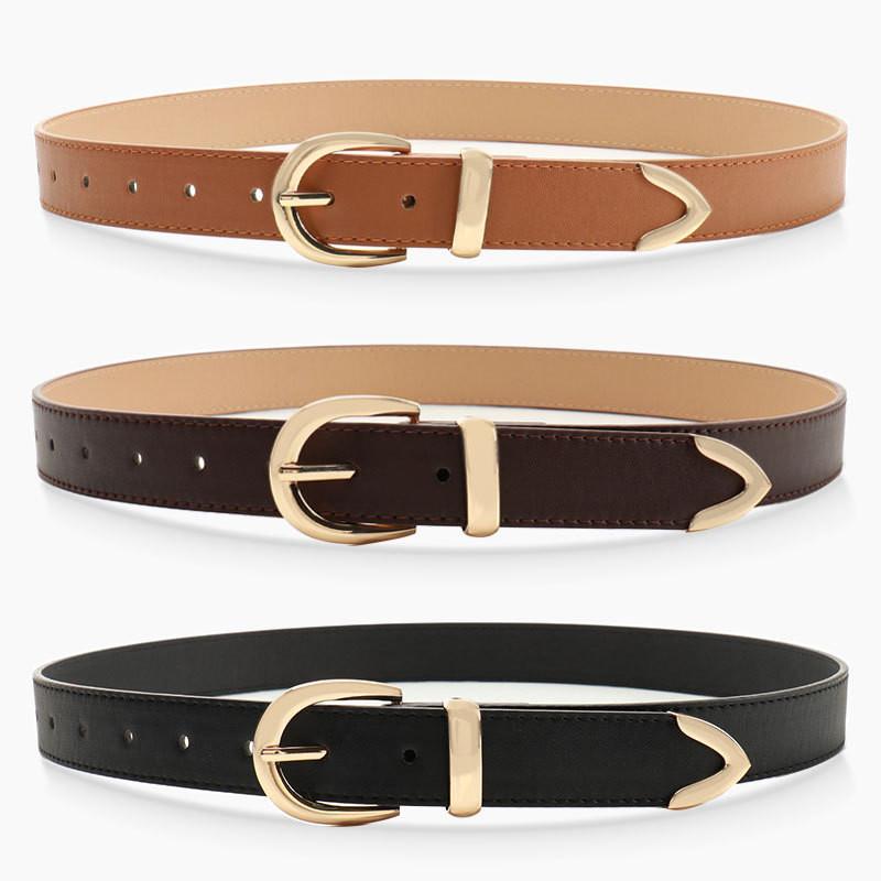 Simple Faux Leather Belt For Women With Alloy Buckle Suitable For Work And Daily Use