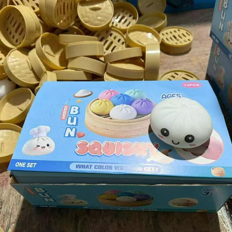 Colorful Stress Relief Balls In Dumpling Shape Reusable Low Elasticity Toys For Decompression Plastic Stress Balls