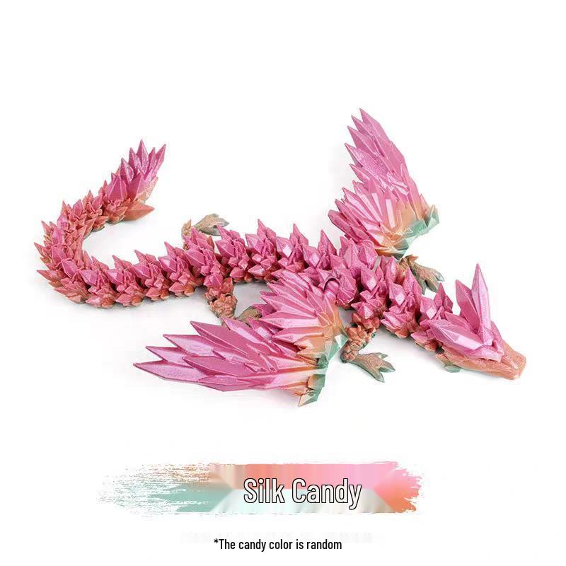 3D Printed Expandable Winged Crystal Dragon Ornament - Gemstone Dragon Children's Toy