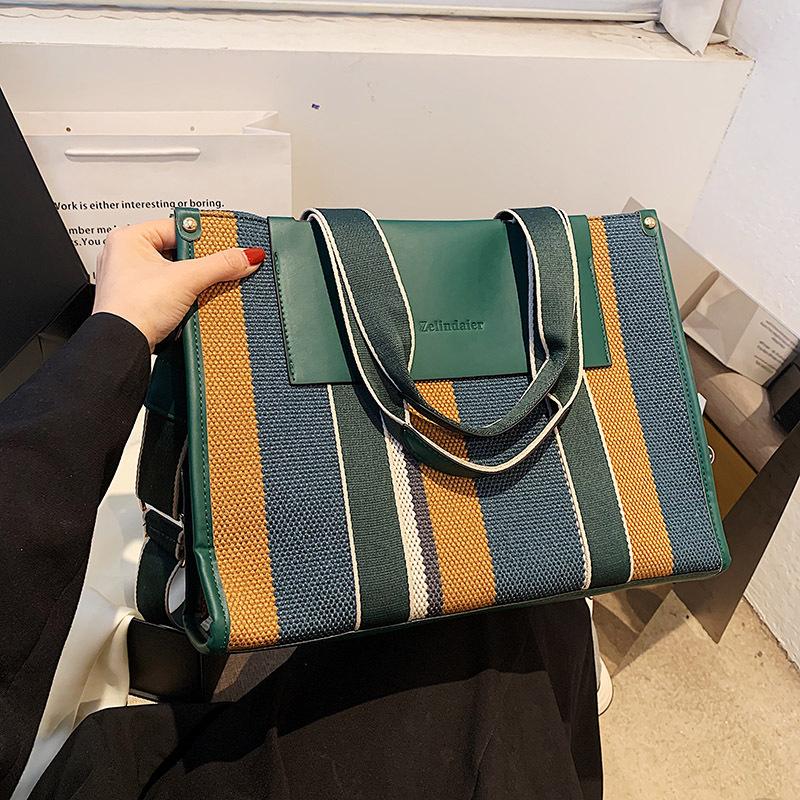 Commuter large-capacity canvas bag summer new casual simple messenger bag shoulder portable tote bag