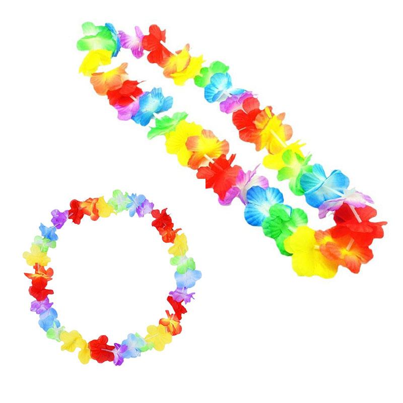 Leuchtende hawaiianische Leis Tropische LED-Leuchthalsketten Stirnbänder Luau-Party Künstliche Regenbogen-Lei Karneval Strandhochzeit Maskerade