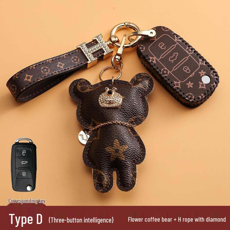 Volkswagen Car Key Cover for Sagitar, Bora, Lavida, T-Roc, Tiguan L, Golf 8, Tayron, POLO with Women's Bag Buckle