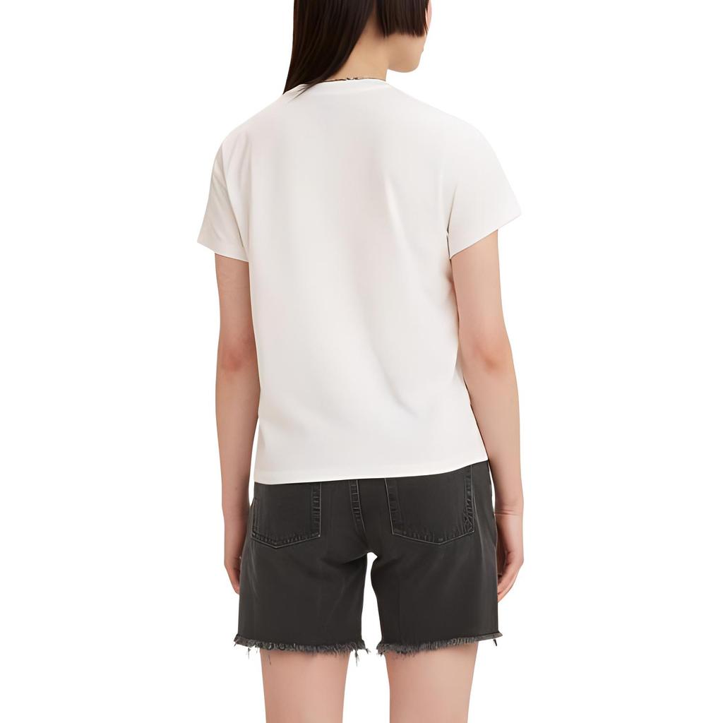 Levis Printed Casual Round Neck Short Sleeve T-Shirt Women Tops Cream A2226-0069
