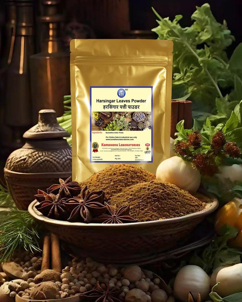 Kamdhenu Laboratories Harsingar Patti Powder 100g Shade Dry & Handgrinded Maintain The Natural Ingredient Intact | Harsringar Leaves Powder