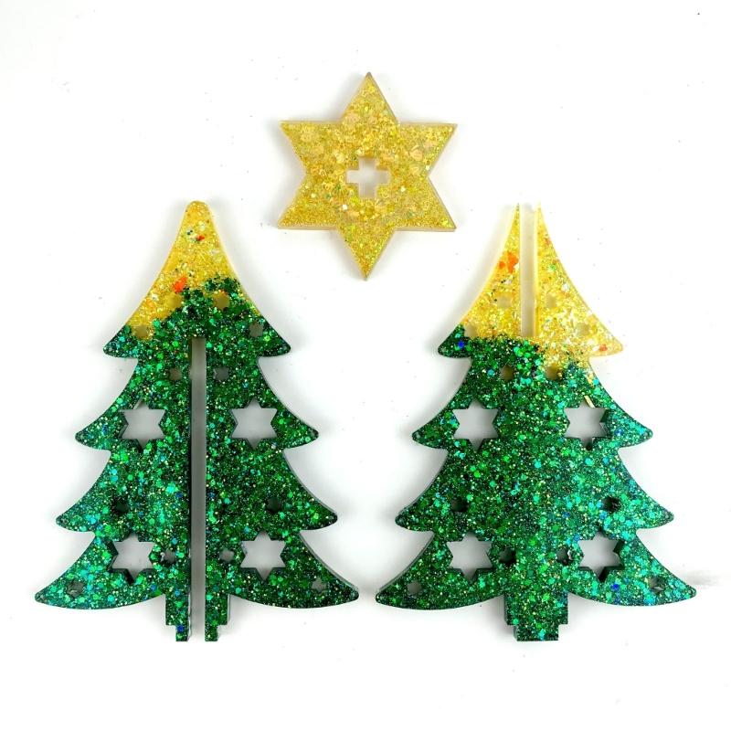 Christmas Tree Resin Silicone Mold Christmas Ornaments Epoxy Resin Mold for Casting Home Decorations Christmas Supplies