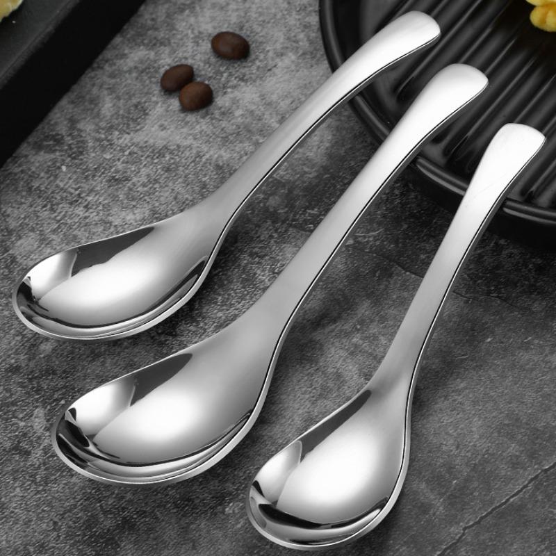 Cucchiaio in Acciaio Inossidabile 304 Ispessito Approfondito Cucchiaio da Zuppa Domestico Bambini Cucchiaio a Testa Rotonda