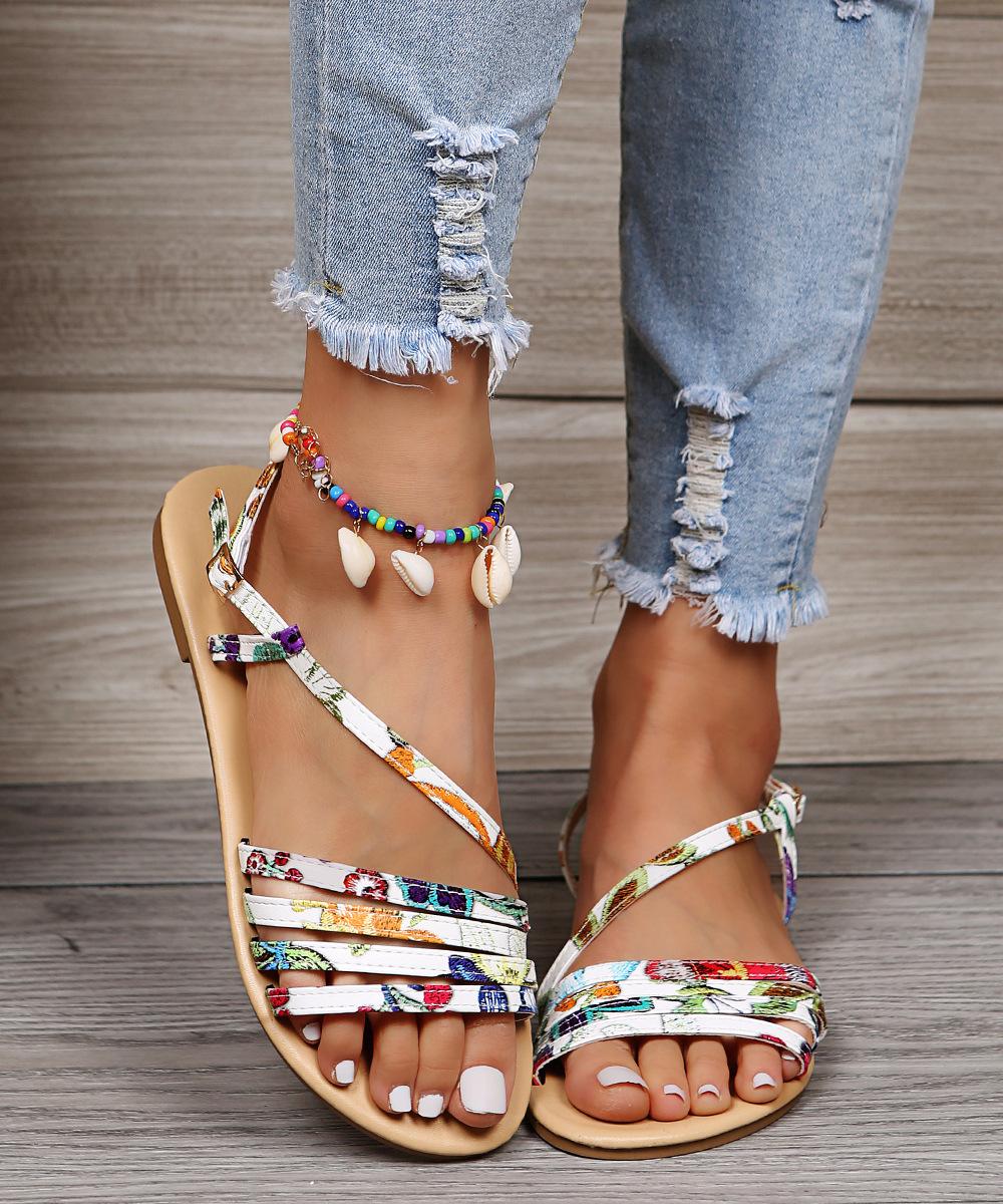 

Женские сандалии, новые летние шлепанцы, повседневные римские пляжные туфли ярких цветов на плоской подошве больших размеров 37