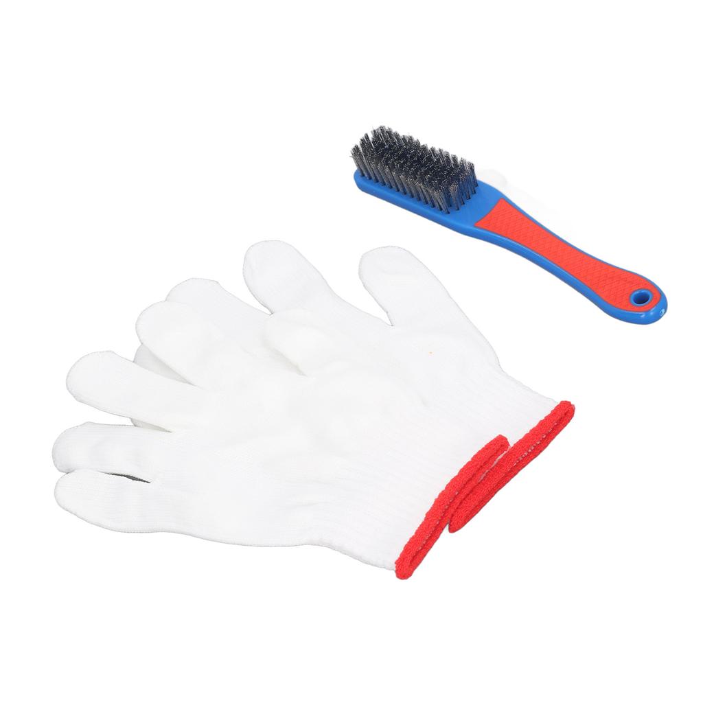 Stainless Steel Brush Comfortable Silicone Handle Portable Wire Brush Set with Gloves for Wheels