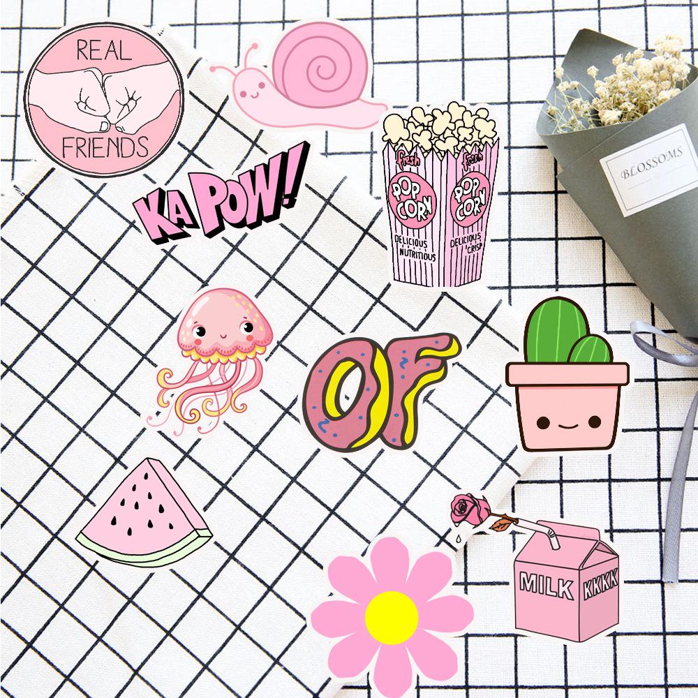 50 Cute Pink Small Fresh Graffiti Stickers Suitcase Motorcycle Laptop Waterproof Stickers