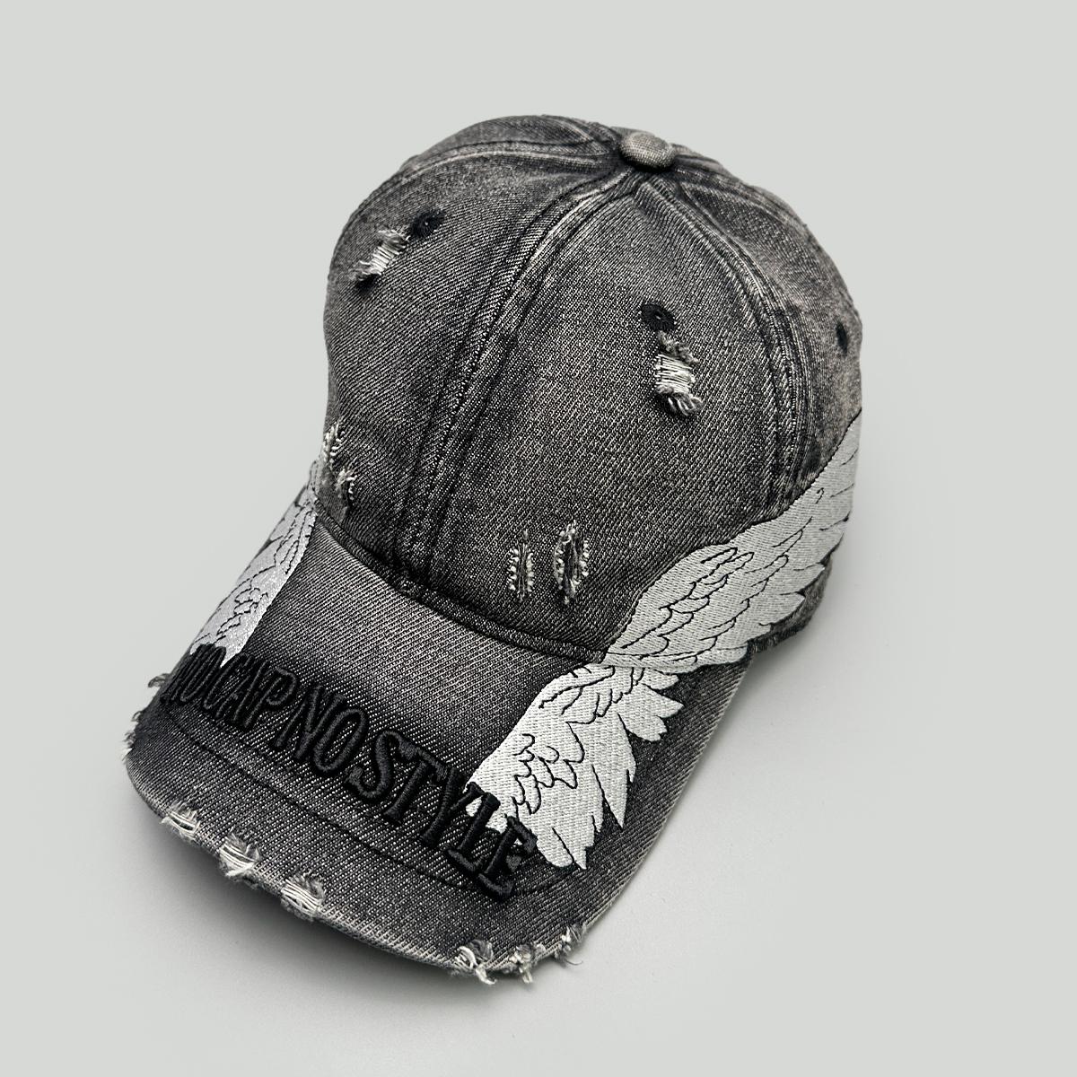 

Korean Embroidered Letters Dual-Bladed Angel Wings Baseball Hats New Men Women Sunshade Retro Versatile Ins Fashion Peaked Caps 54-60cm
