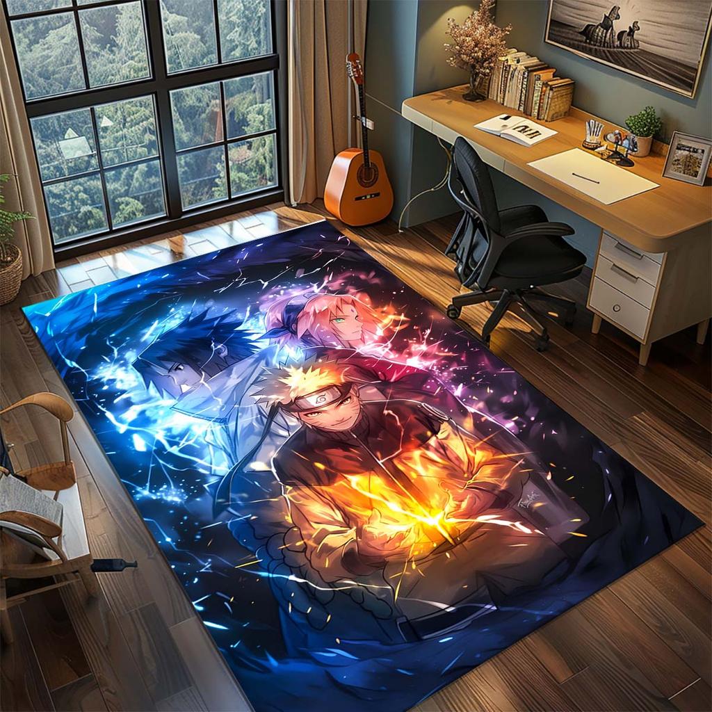 Naruto Anime Teppich Großer Teppich Rutschfeste Waschbare Fußmatte Gamer Zimmer Schlafzimmer Heimdekoration -QJY