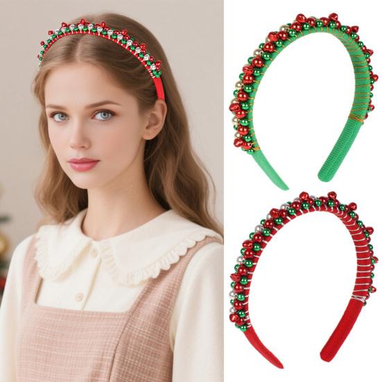 Christmas Headband Red Green Bell Decor Girls Headdress Holiday Season Party Hair Hoop Hair Accessory