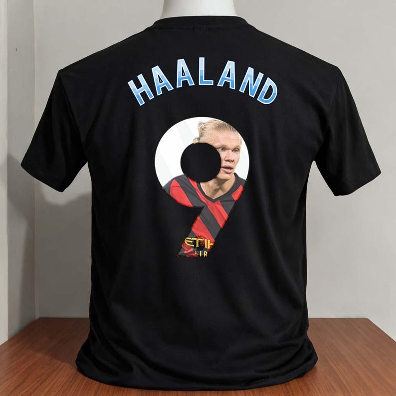 erling haaland cartoon shirt graphic number black color 4XL