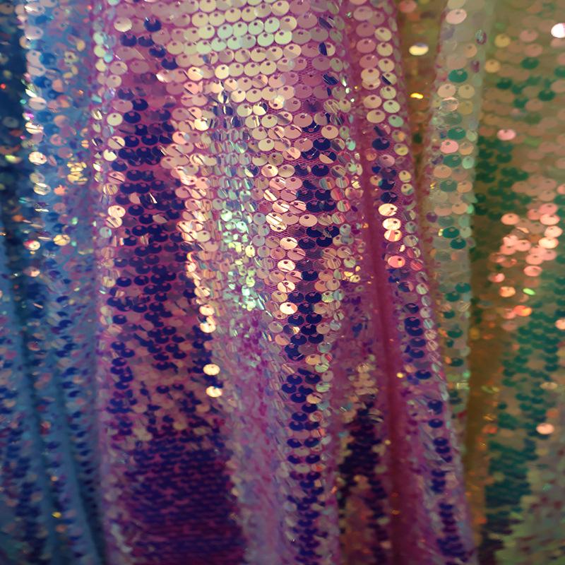 Embroidered 5mm Sequin Mesh Fabric for Wedding Dress, Skirt, Bag, and Shiny Decor