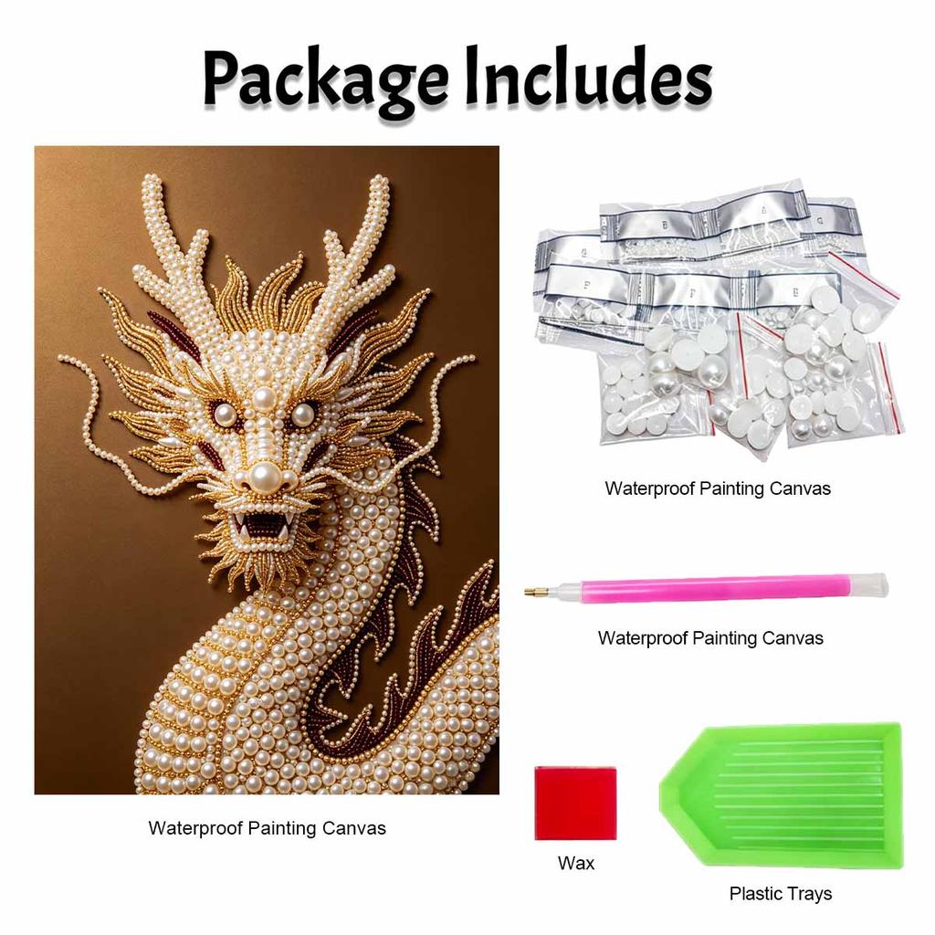 DIY Pearl Diamond Art Painting Kits for Adult and Beginners, Majestic Dragon Sparkling Painting Craft Home Wall Decor Handmade Gift