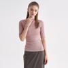 Swt25053-04 Ribbed Half-Neck Sleeve T-Shirt In Indie Pink
