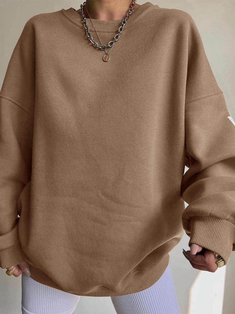 Stylish Loose Thick Long Sleeve Top Women Casual Print Pullover Sweatshirt