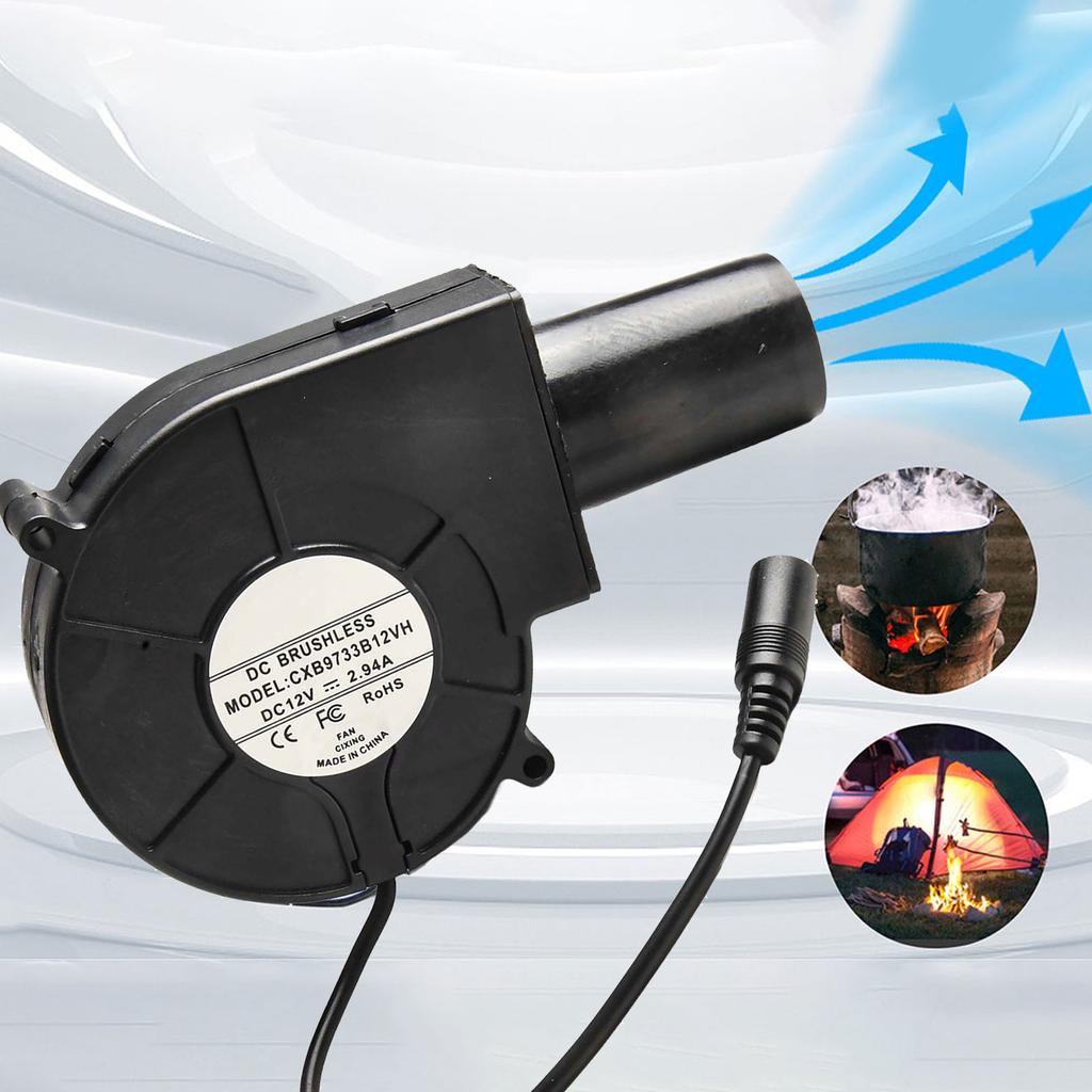 9733 DC12V 2 7A Blower Fan with Double Ball Bearings for Firewood BBQ Stove Charcoal Chimneys and Indoor Fireplaces