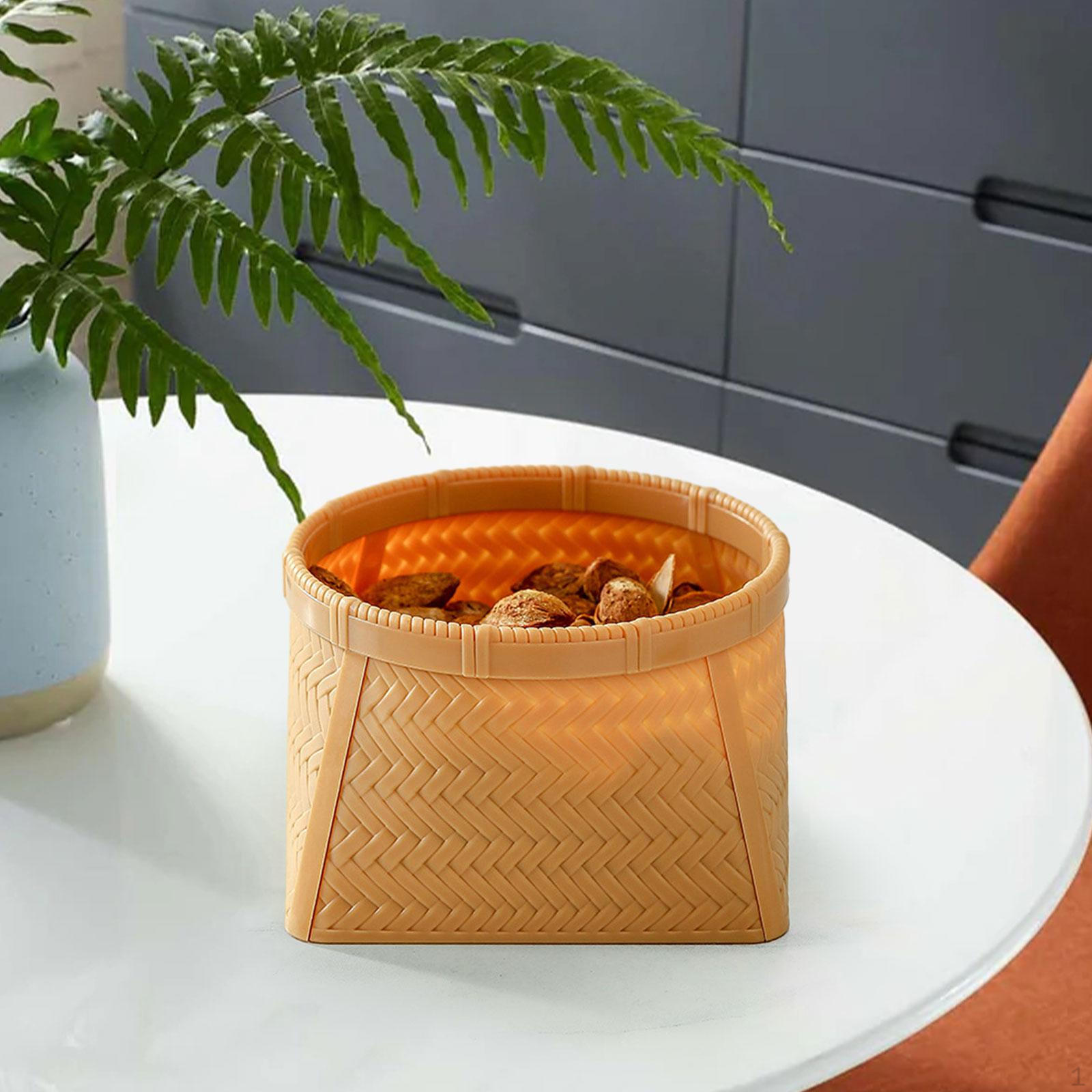 Ручная плетеная корзина для хранения фруктов прочная игрушка коробка для сортировки мусора закусок выпечки коробка для закусок дома хаки 646₽