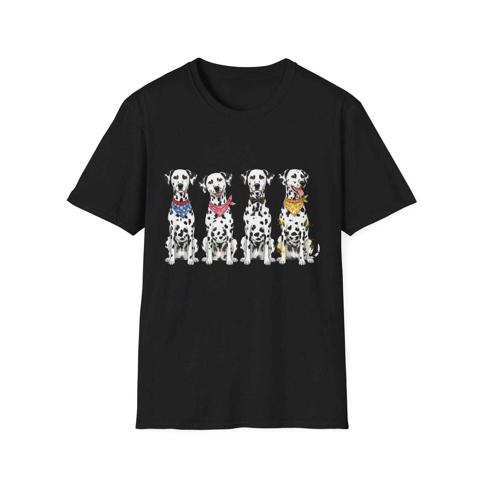 

Dog Dalmatians Bandana Bowtie Vintage Watercolor Black Tee Graphic T-Shirt S
