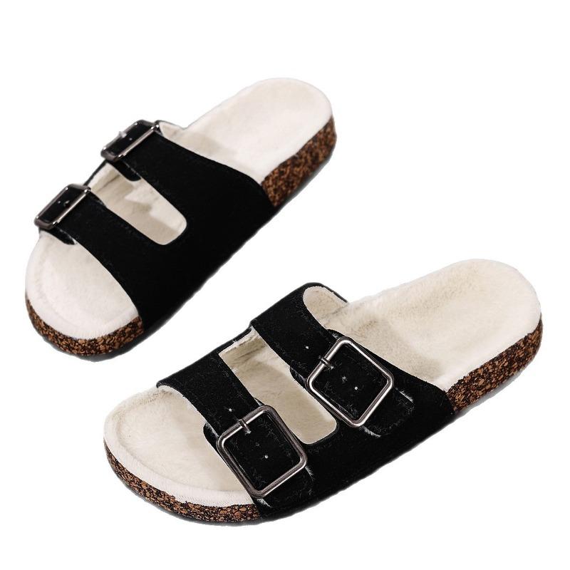 Damen Sandalen mit breiter Weite im Birkenstock-Stil - Plateau Outdoor Clogs mit konturiertem Fußbett, Römer-inspirierte Fashion Pantoletten für breite Füße