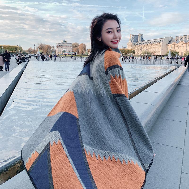 Warm outer oversized cape dual-purpose shawl scarf women s autumn and winter Korean version versatile spring and autumn cape-style coat 150*130cm
