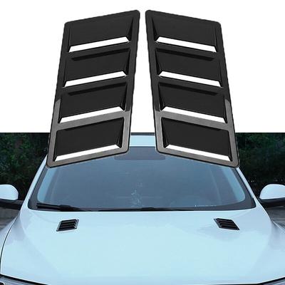 1 Pair Univesal Car Exterior Front Left Right Decor Shell Styling Fit For Most Auto Hood Vent Cover Black Trim