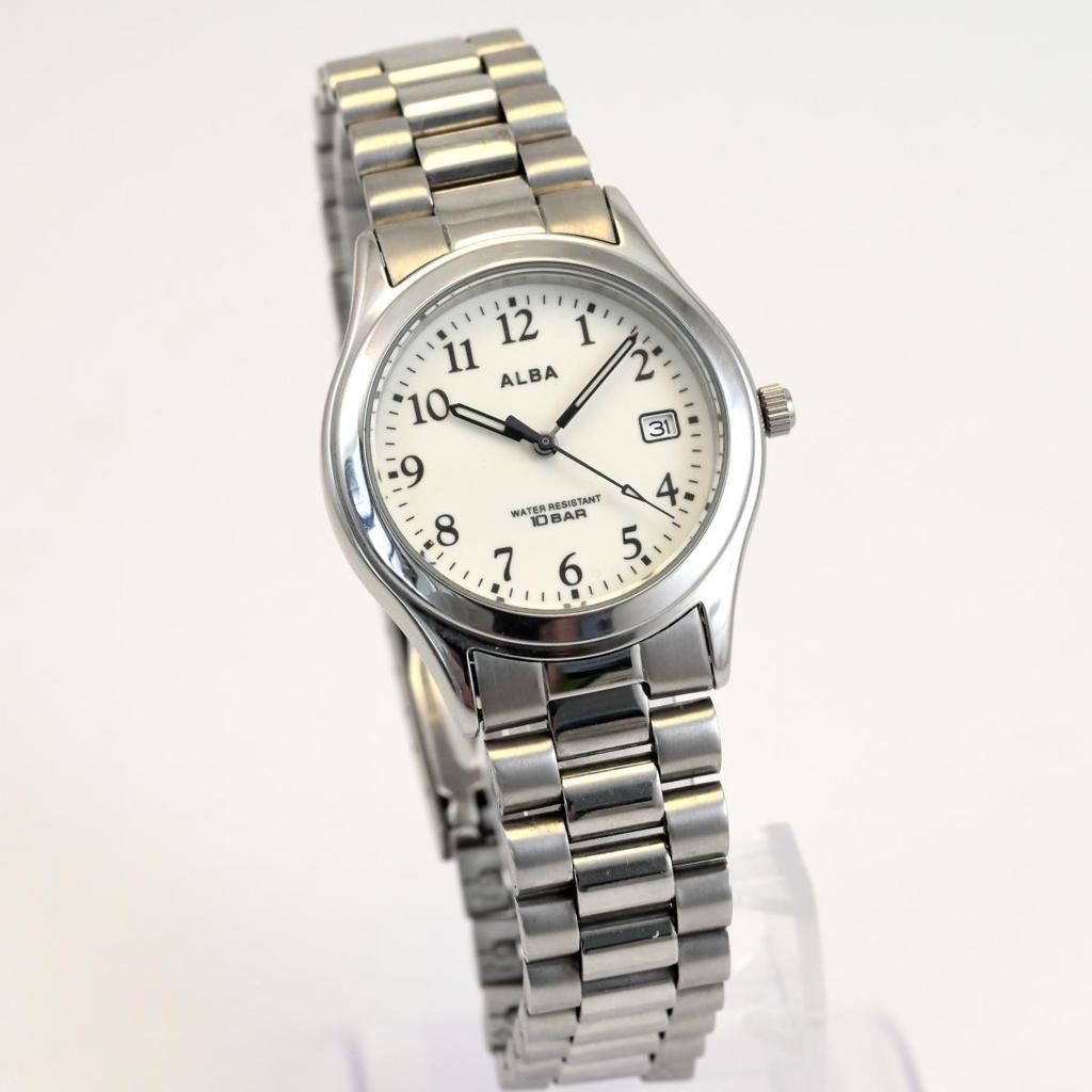 [Used] SEIKO ALBA QUARTZ date wristwatch luminous dial Ref.7N32-K004