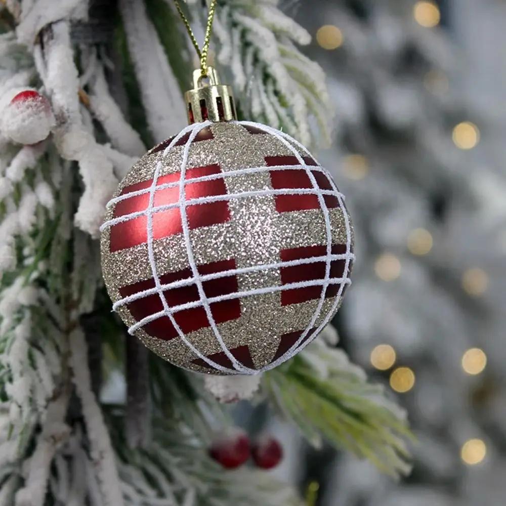 Plastic Christmas Ball Pendant Round Ball Colored Ball Christmas Tree Decoration Painted Christmas Party Decoration