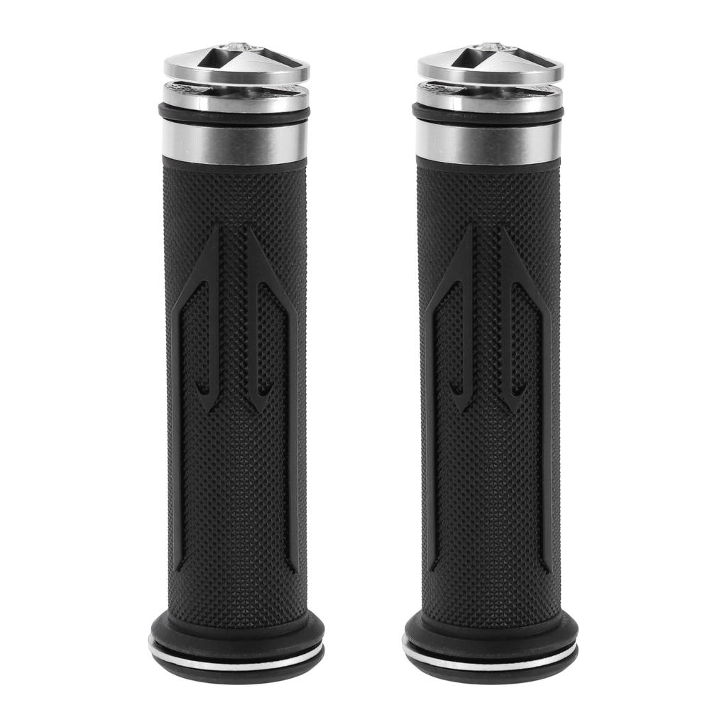 Motoforti Motorcycle Hand Grip Cover Rubber Aluminum Alloy Handlebar Grips for Motorcycle Scooter Bicycle ATV Black Universal