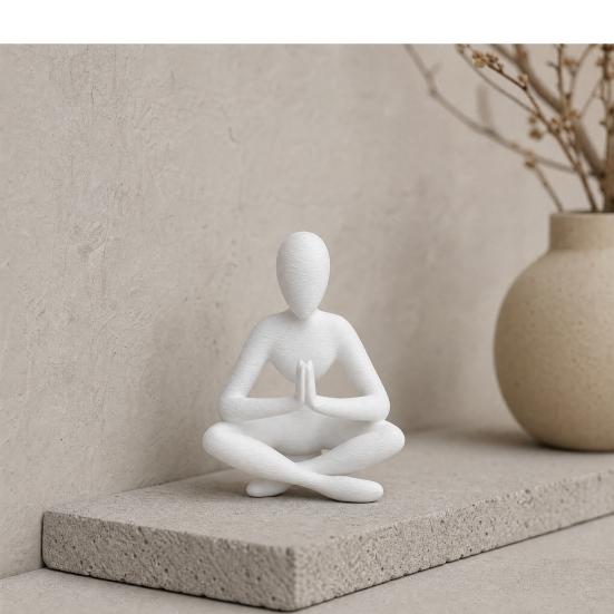 3D Printed Thinker Style Abstract Sculpture, Meditator Statue Collectible Figurines, Home Office Bookshelf Desktop Decor