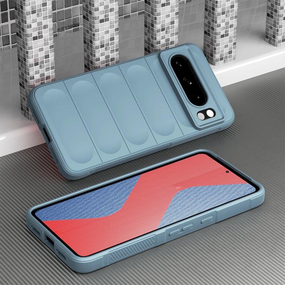 

Противоударный чехол KEYSION для Google Pixel 8 Pro 7 Pro 7A 6A, противоскользящая мягкая силиконовая задняя крышка для телефона Google Pixel 8 7 Pro 7A for Pixel 7 Pro небесно-голубой