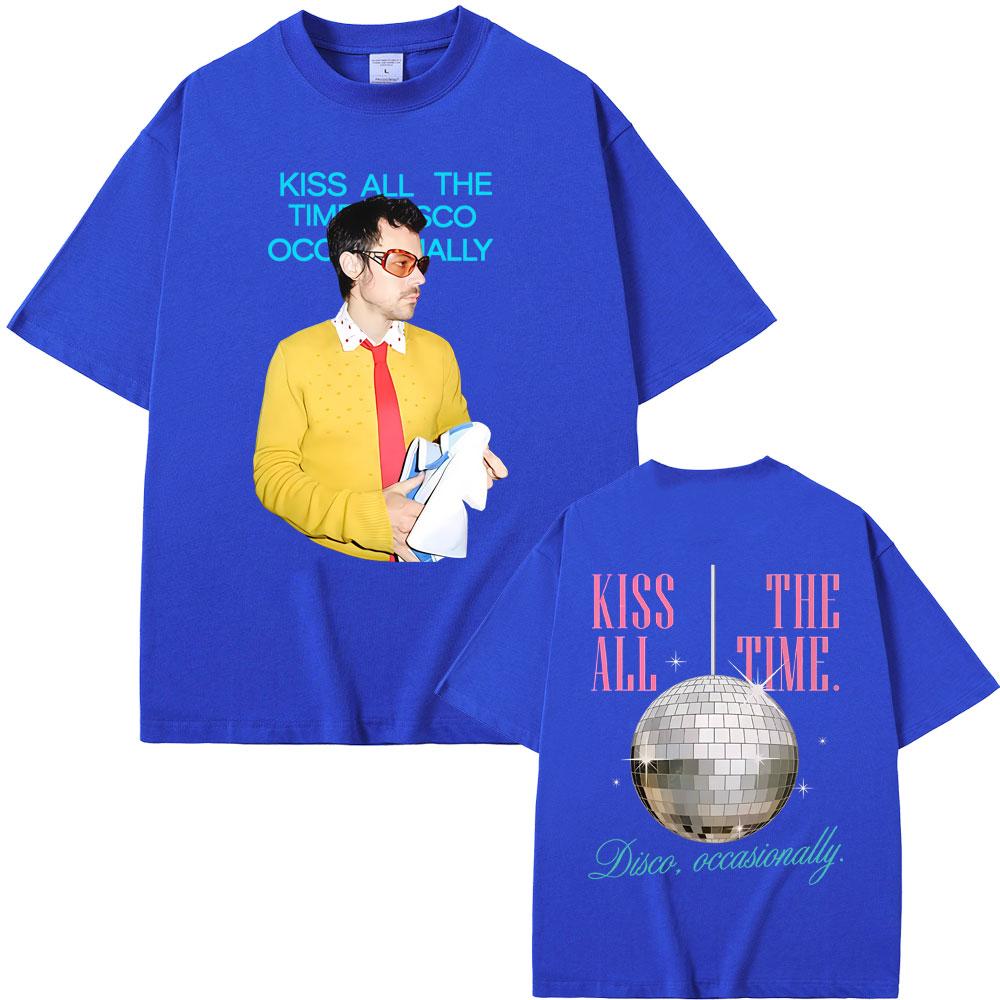 Küss Mich Immer Disco Gelegentlich Grafik T-Shirt Herren Damen Mode Hip Hop Übergroße T-Shirts Herren Freizeit Baumwoll-T-Shirts