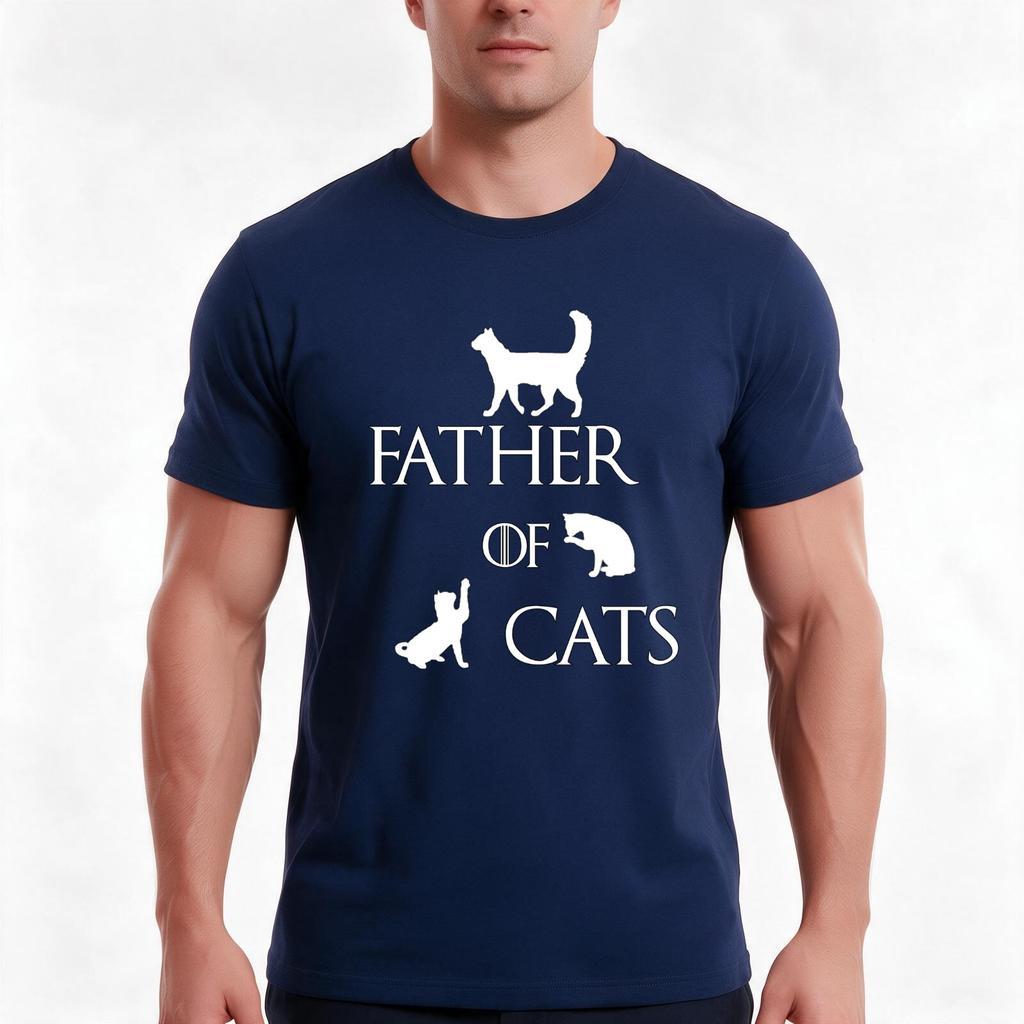 Father Of Cats Tshirt Summer Casual Cotton Tee Oversized Streetwear Tops Vintage Graphic Print Loose Fit Short Sleeve