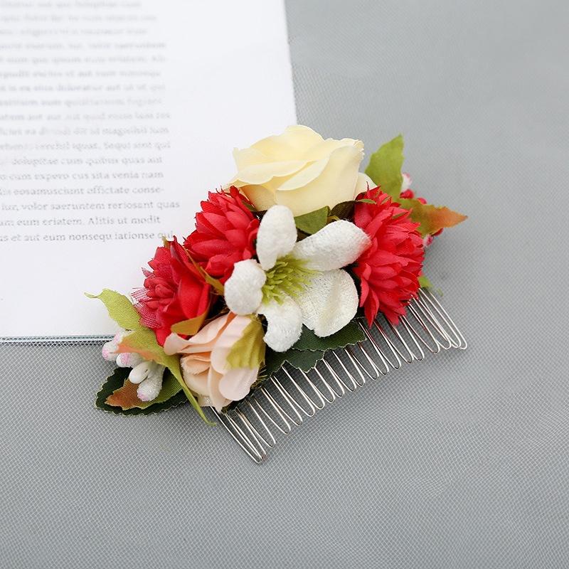 Bohemia Brides Wedding Flower Hair Comb Hairpin Bridesmaid Headdress Hair Combs Hair Accessories For Women Girls Floral Hairpins