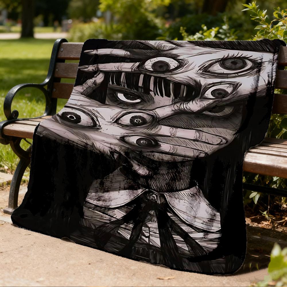 1pc Horror_Mask Outdoor Flannel Blanket Gift For Boys Girls Adults, Family Friends