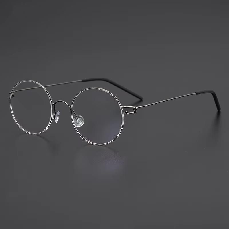 

46 Small Titanium Round Glasses Frame Men Ultrlight Screwless Eyeglasses Denmark Brand Fashion Designer Morten Spectacle Frames сірий