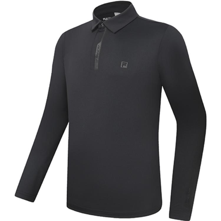 FILA 2023 Autumn New Fashion Casual Knitted Long Sleeve Polo Shirt Men tops Deep-Black A11M335203FBK
