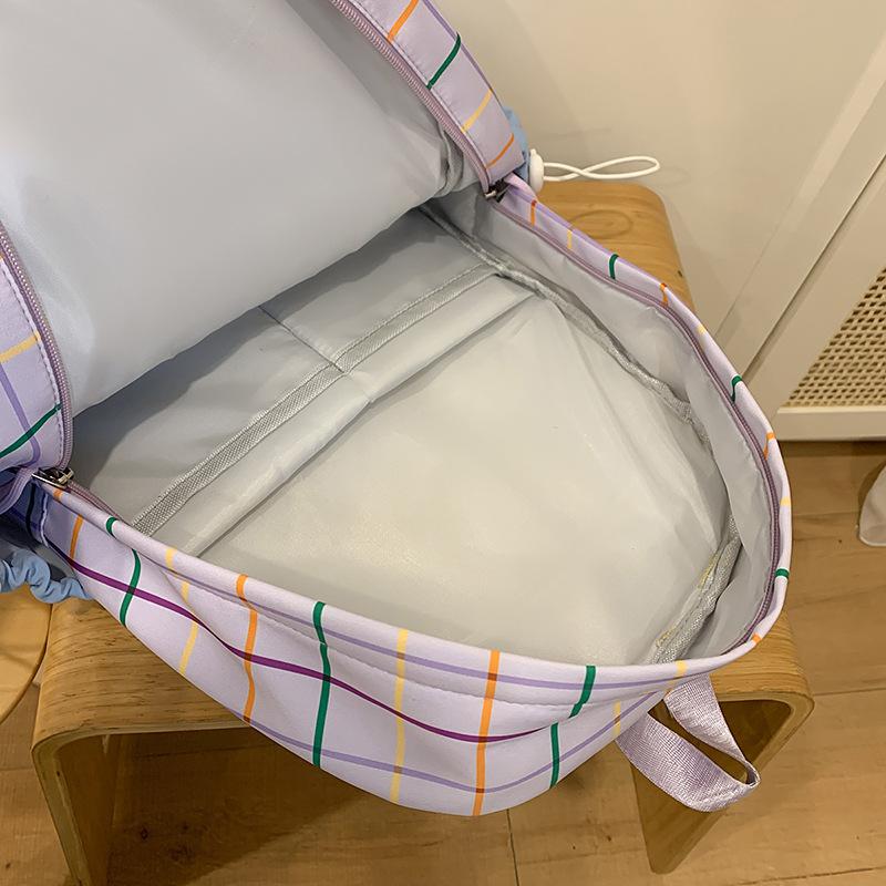 School bag school bag Korean ins plaid high school high value backpack