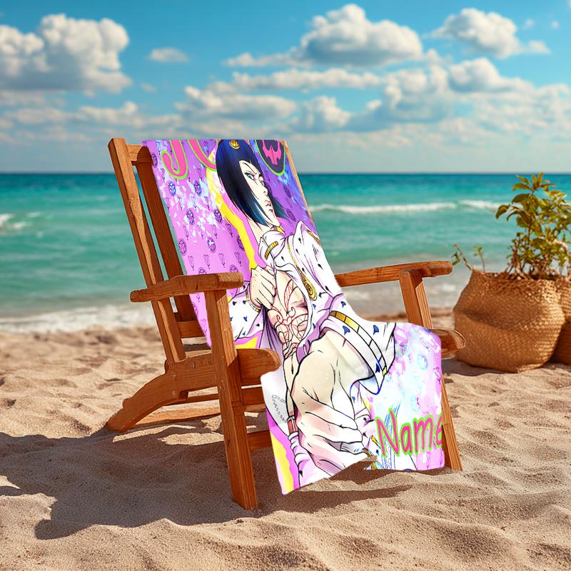 Personalisierte, maßgeschneiderte Strandhandtuch-Muster mit JoJo's Bizarre Adventure - weich, saugfähig, schnelltrocknend, perfekt für Schwimmen, Camping & Baden