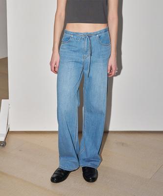 108Paundeu Waist Tie Denim_Light Blue