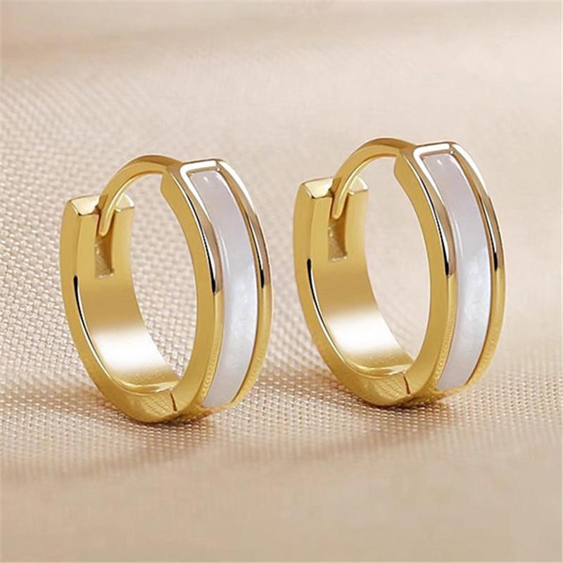 

925 Sterling Silver Fashion Simple White Enamel Huggies Ear Hoop Earrings for Women Classic Gothic Punk Jewelry Gifts