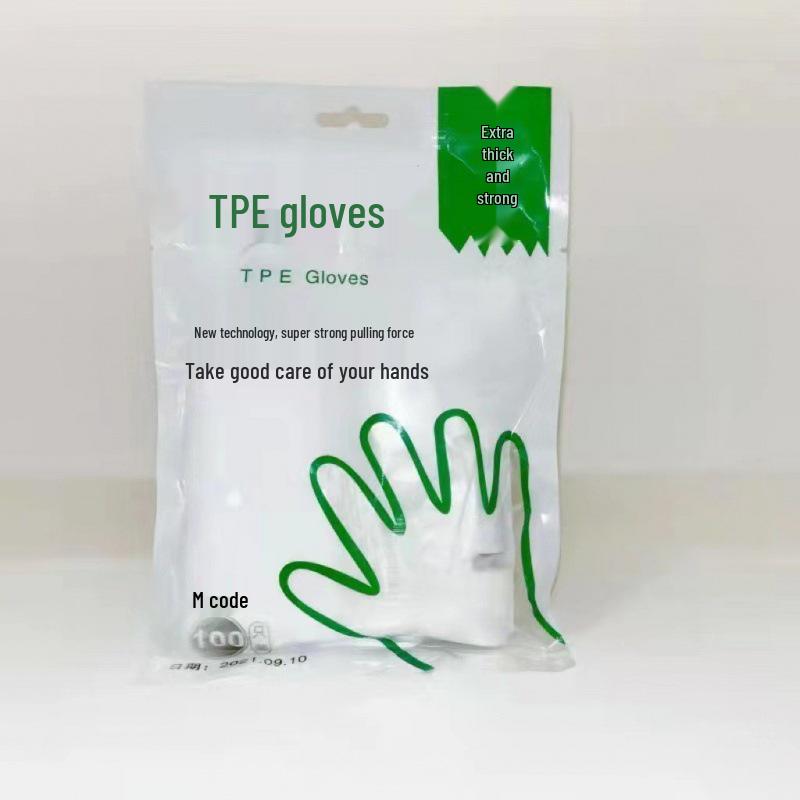 

TPE Non-slip Thickened Transparent Disposable Gloves for Kitchen and Catering Large (L)