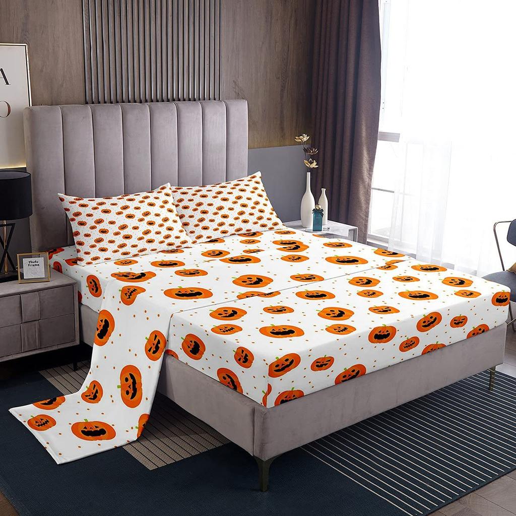 Halloween-Themed Pattern Mattress Four-Piece Bedding Set Bedroom Dormitory Bedding Decoration