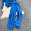 New Loose Knit Fried Dough Twists Sweater Suit Women's Winter High Waist Slim Straight Wide Leg Pants Two-piece Set