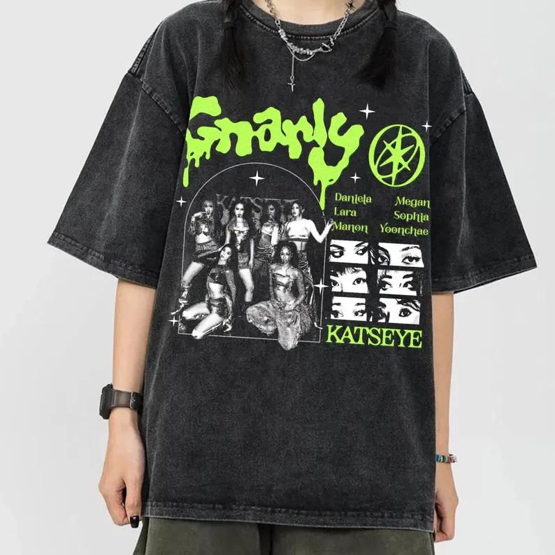 Katseye Retro Gnarly Mineral Wash Tee Unisex T-Shirt M