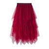 Irregular Mesh Skirt for Female Students Korean Style Pleated Skirt Mid-length Gauze Skirt